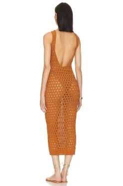 Theola Open Stitch Dress Rust 7 Theola Open Stitch Dress Rust -Fashion Women's Clothing Store LPAR WD756 V3