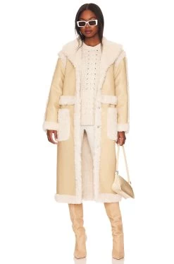 Adriano Coat Tan & Creme Sherpa -Fashion Women's Clothing Store LPAR WO178 V1 1
