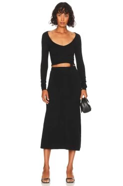 Caliana Tie Midi Skirt Black -Fashion Women's Clothing Store LPAR WQ136 V4