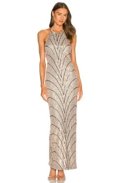 X REVOLVE Coreen Gown Champagne & Black