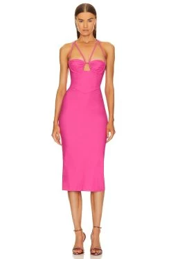 X REVOLVE Elio Midi Dress Hot Pink