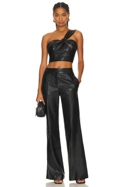 MILLY Nash Faux Leather Leather Pants Black 9 MILLY Nash Faux Leather Leather Pants Black -Fashion Women's Clothing Store MILL WP62 V4