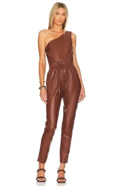MOTHER The Landslide Jumpsuit Hover Friar Brown