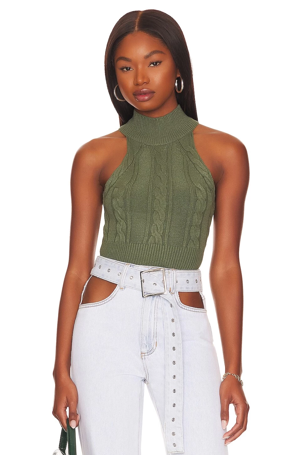 Yoli Open Back Top Olive Green 4 Yoli Open Back Top Olive Green - Image 2