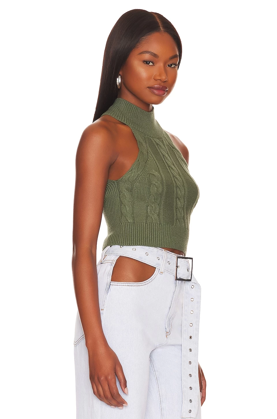 Yoli Open Back Top Olive Green 5 Yoli Open Back Top Olive Green - Image 3