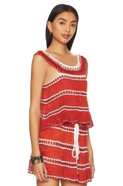 Crochet Striped Top Gold Flame -Fashion Women's Clothing Store MYBR WS3 V2