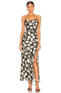 Simone Cowl Neck Gown Fan Floral