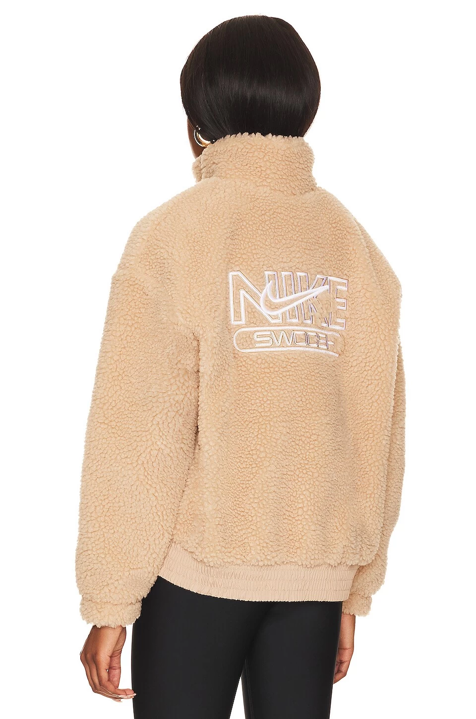 Nike NSW Swoosh Plush Jacket Hemp & White 6 Nike NSW Swoosh Plush Jacket Hemp & White - Image 4