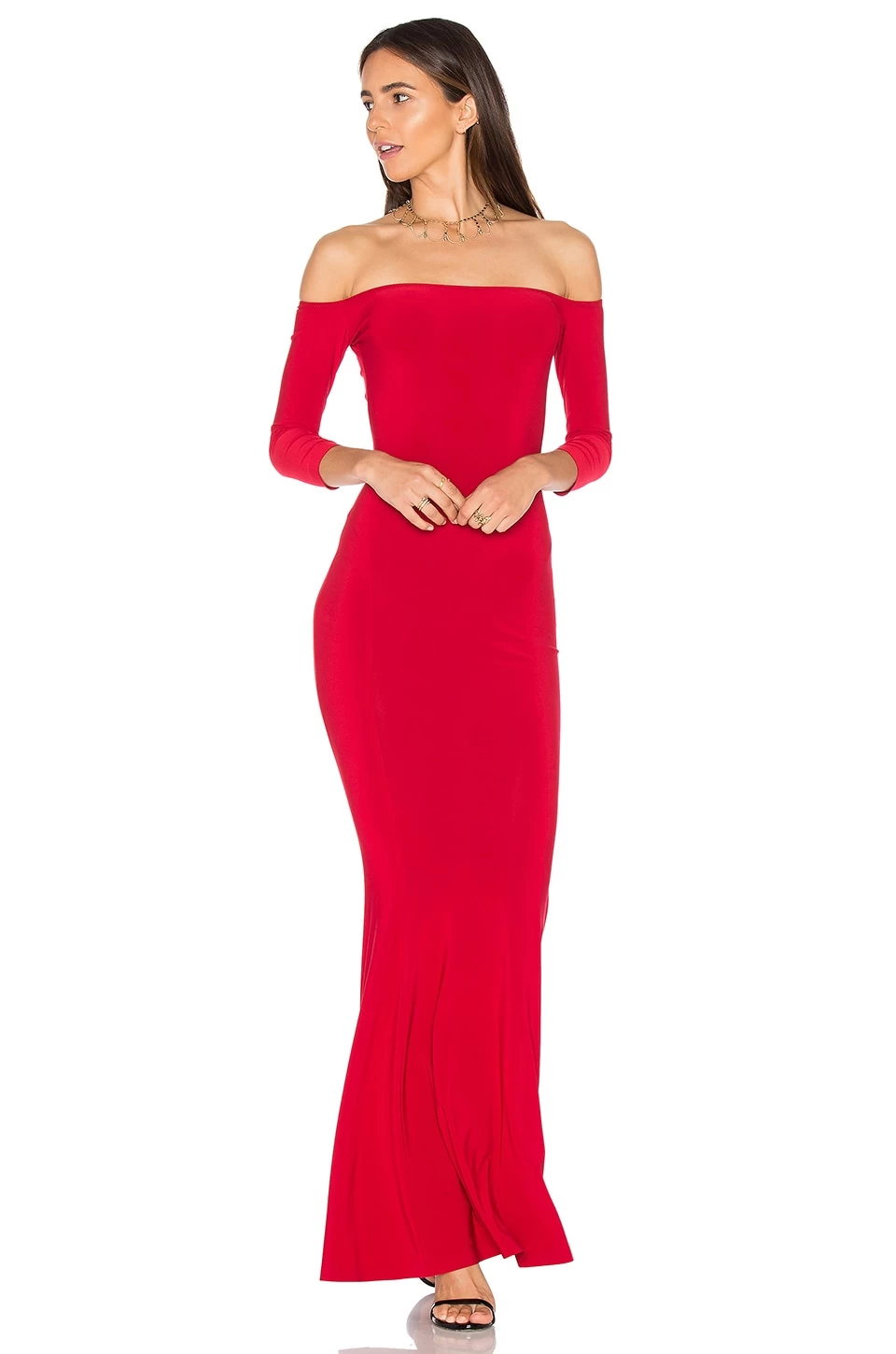 Norma Kamali Off The Shoulder Fishtail Gown Red 4 Norma Kamali Off The Shoulder Fishtail Gown Red - Image 2