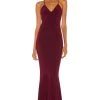 Norma Kamali X REVOLVE Low Back Slip Mermaid Fishtail Gown Plum -Fashion Women's Clothing Store NKAM WD247 V1
