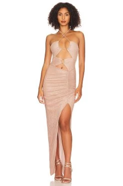 Halle Cut Out Gown Nude