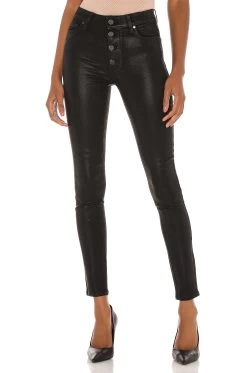 Paige Hoxton Ultra Skinny With Exposed Buttonfly Black Fog Luxe Coating