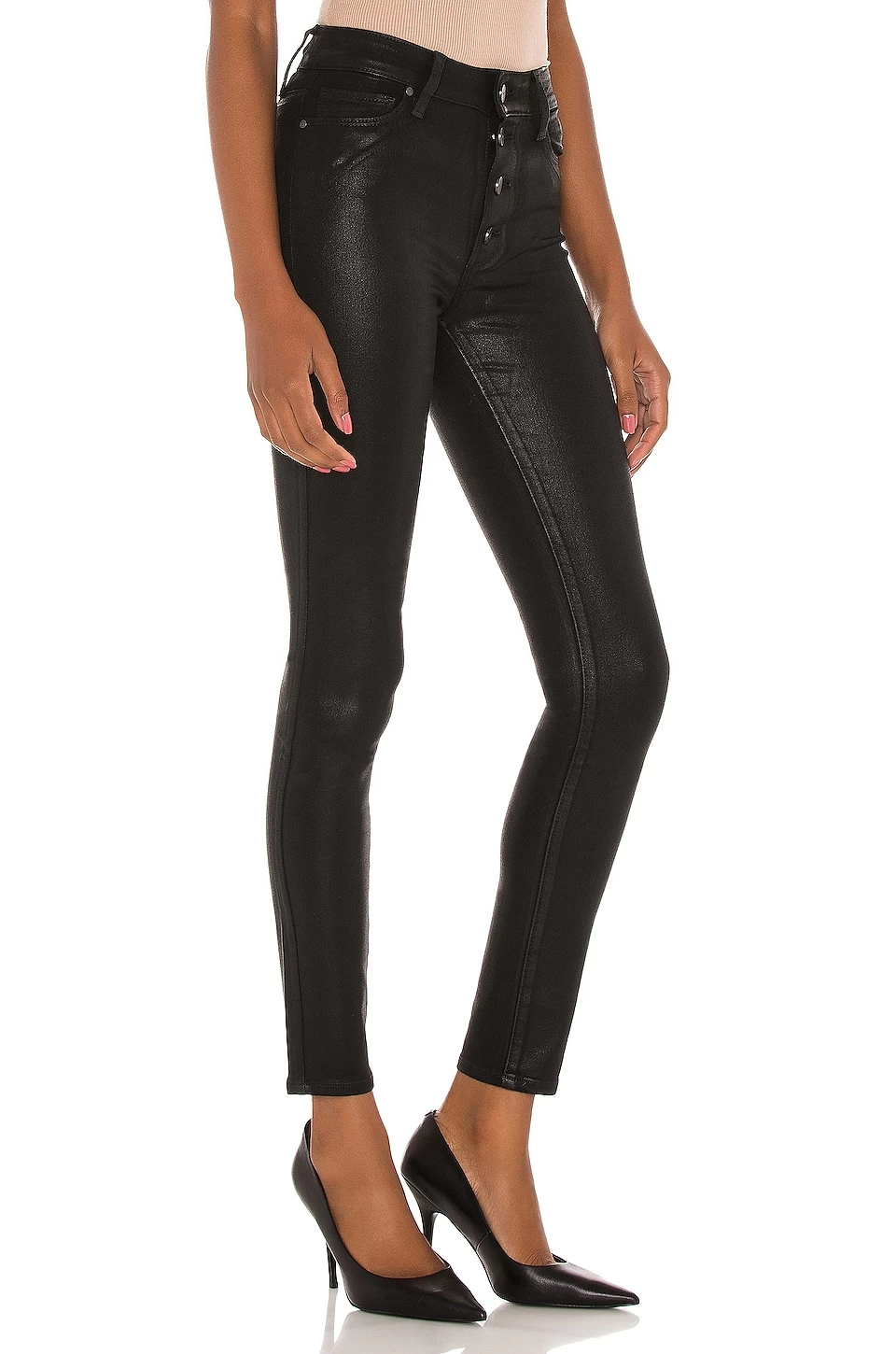 Paige Hoxton Ultra Skinny With Exposed Buttonfly Black Fog Luxe Coating 4 Paige Hoxton Ultra Skinny With Exposed Buttonfly Black Fog Luxe Coating - Image 2