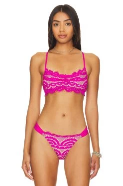 Lace Bralette Bikini Top Pink Lady