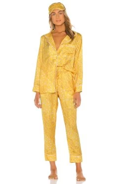 Floral PJ & Eye Mask Set Yellow