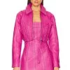 Castor Leather Jacket Neon Pink & Crystal 2 Castor Leather Jacket Neon Pink & Crystal -Fashion Women's Clothing Store ROFR WO81 V1