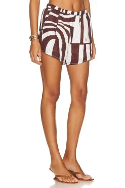 Heather Cotton Short Brown Print -Fashion Women's Clothing Store SDYS WF7 V2