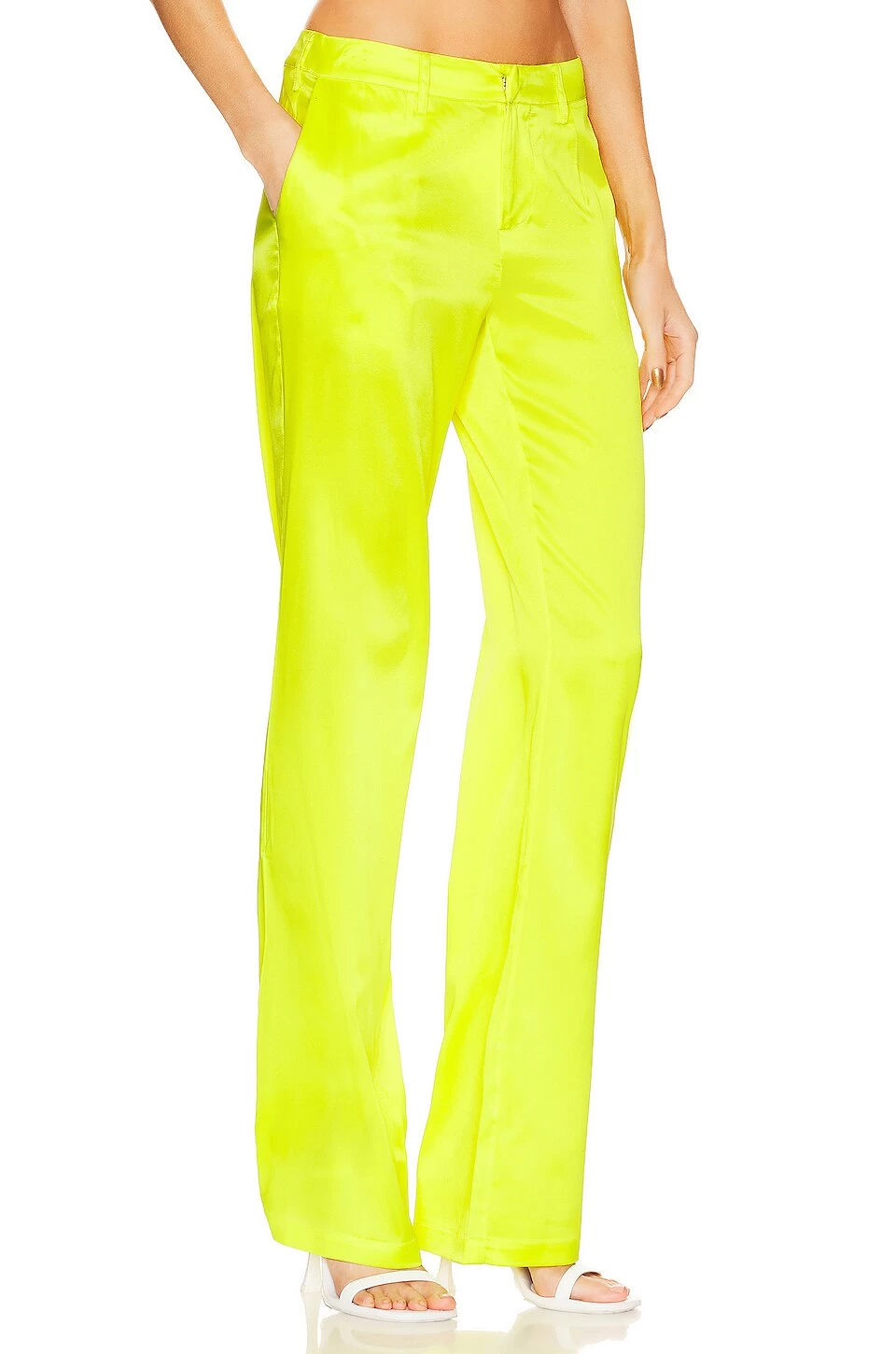 PANTALÓN DE SEDA SUKI Neon Lime 4 PANTALÓN DE SEDA SUKI Neon Lime - Image 2