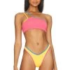 Ibiza Bikini Top Sunset Pink Colorblock -Fashion Women's Clothing Store SFOX WX306 V1