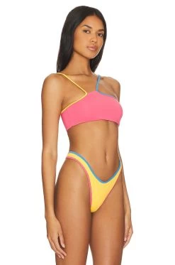 Ibiza Bikini Top Sunset Pink Colorblock -Fashion Women's Clothing Store SFOX WX306 V3