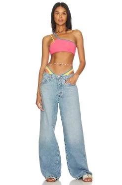 Ibiza Bikini Top Sunset Pink Colorblock -Fashion Women's Clothing Store SFOX WX306 V5