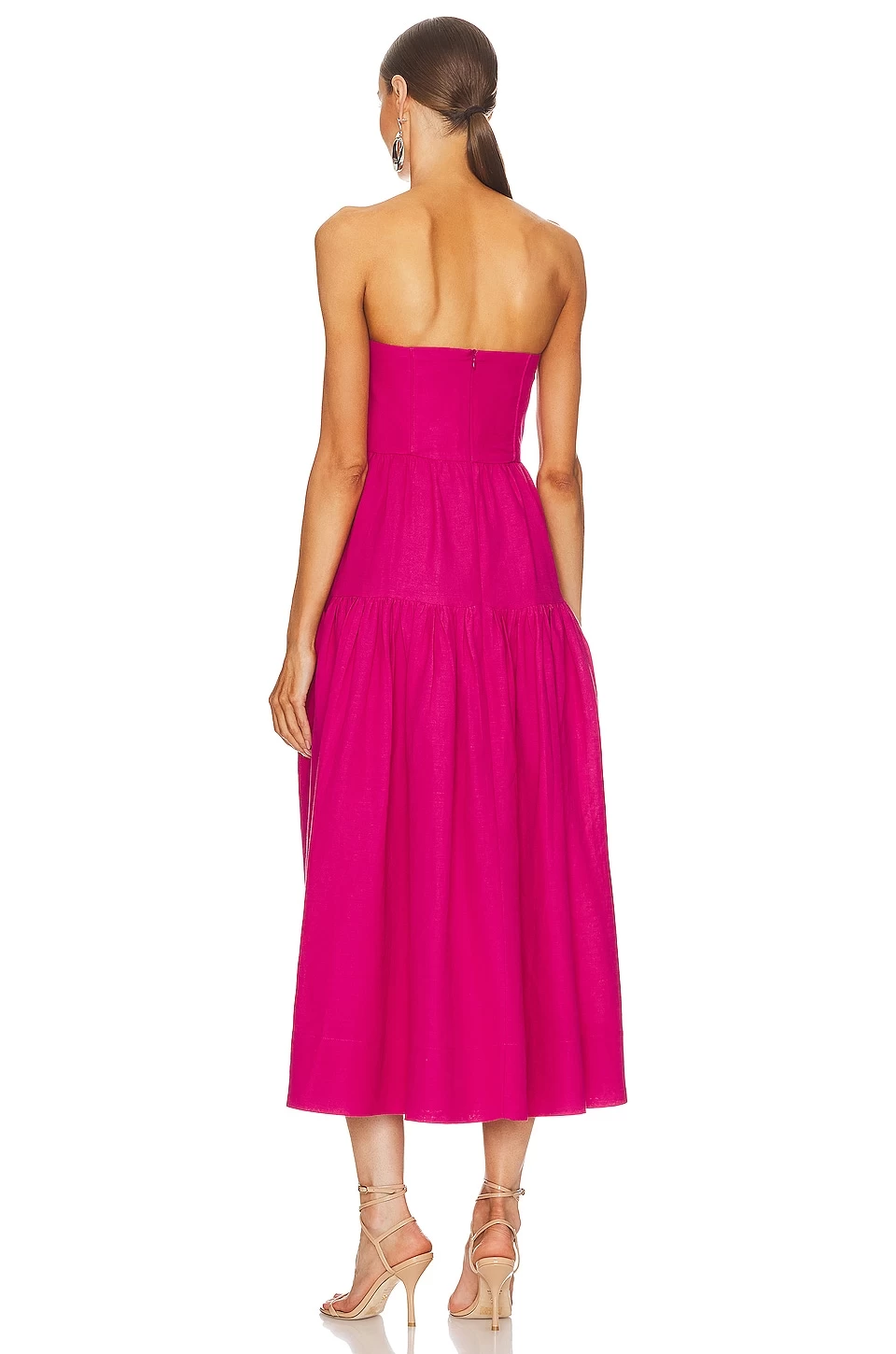 Shona Joy Joanine Strapless Ruched Midi Dress Azalea Pink 5 Shona Joy Joanine Strapless Ruched Midi Dress Azalea Pink - Image 3