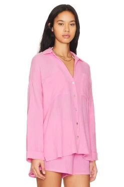 Show Me Your Mumu Weekday Button Up Bubblegum 9 Show Me Your Mumu Weekday Button Up Bubblegum -Fashion Women's Clothing Store SHOW WS452 V3