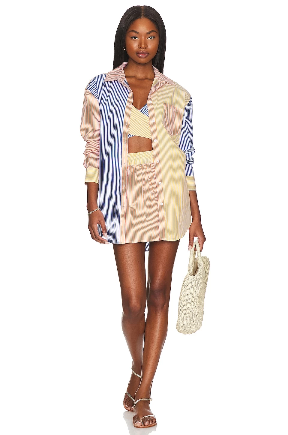 Solid & Striped Sadie Skirt Pacific Blue, Marmalade, & Buttercup Stripe 6 Solid & Striped Sadie Skirt Pacific Blue, Marmalade, & Buttercup Stripe - Image 4