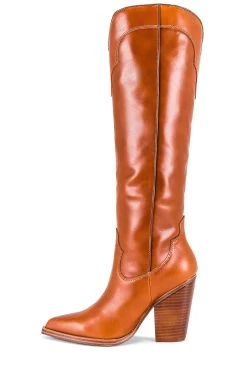 Steve Madden Lenore Boot Cognac Leather -Fashion Women's Clothing Store SMAD WZ1137 V5