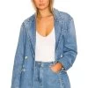 Double Breasted Denim Blazer Medium Blue 1 Double Breasted Denim Blazer Medium Blue -Fashion Women's Clothing Store SOMR WO9 V1