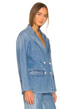 Double Breasted Denim Blazer Medium Blue 9 Double Breasted Denim Blazer Medium Blue -Fashion Women's Clothing Store SOMR WO9 V3