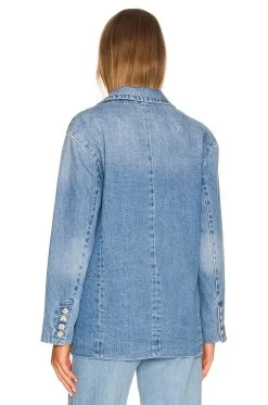 Double Breasted Denim Blazer Medium Blue 10 Double Breasted Denim Blazer Medium Blue -Fashion Women's Clothing Store SOMR WO9 V4