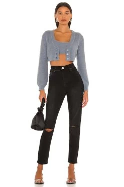 Mandy Slit Knee Jean Black -Fashion Women's Clothing Store SPDW WJ33 V4