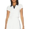 Airweight Crop Polo White & Indigo -Fashion Women's Clothing Store SPLR WS64 V1