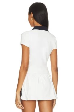 Airweight Crop Polo White & Indigo 8 Airweight Crop Polo White & Indigo -Fashion Women's Clothing Store SPLR WS64 V3