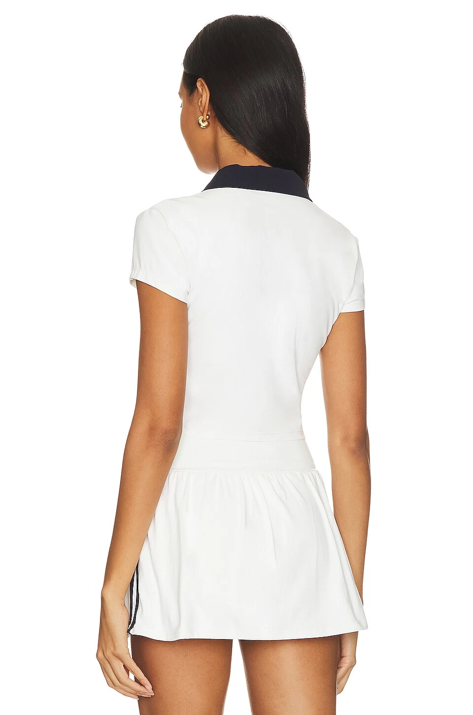 Airweight Crop Polo White & Indigo 5 Airweight Crop Polo White & Indigo - Image 3