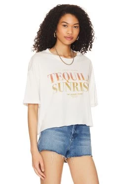 Tequila Til Sunrise Crop Tee White -Fashion Women's Clothing Store TLAU WS288 V2