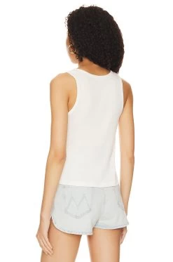 Limoncello Rib Tank White -Fashion Women's Clothing Store TLAU WS295 V3