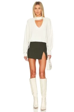 Choker Plunge Sweater Cream -Fashion Women's Clothing Store TSEI WK7 V4