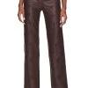 Sara Embroidered Faux Leather Pant Chocolate Brown -Fashion Women's Clothing Store TULA WP242 V1
