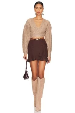 Sherri Embroidered Skirt Chocolate Brown -Fashion Women's Clothing Store TULA WQ238 V4