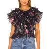 Mosie Ruffle Top Black Floating Floral -Fashion Women's Clothing Store UAMR WS59 V1