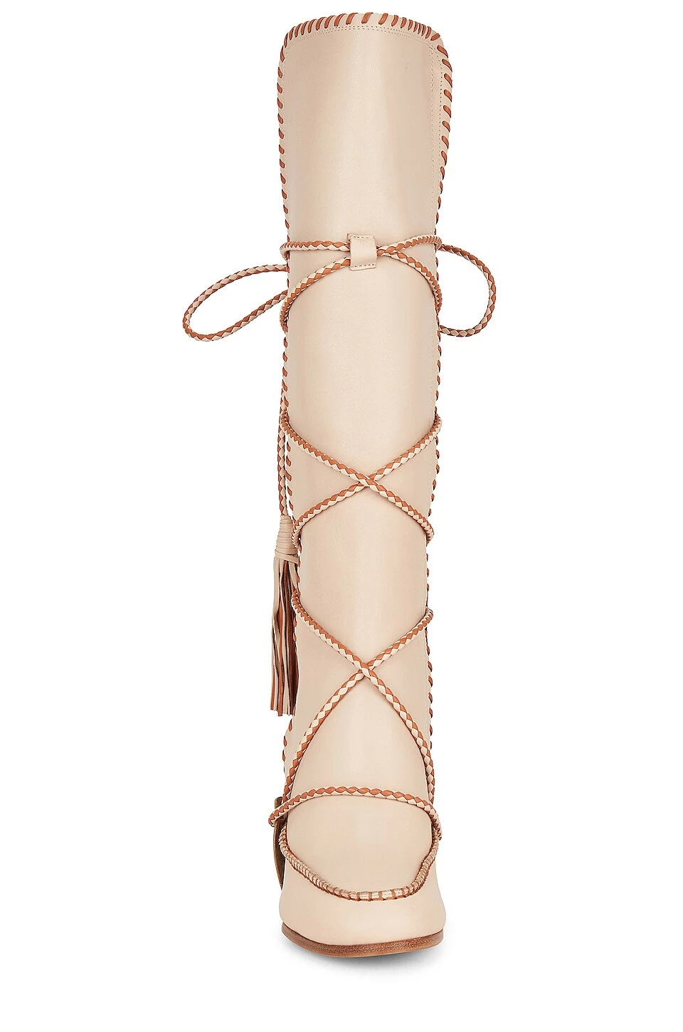 ULLA JOHNSON Atlas Moccasin High Heel Boot Chalk 6 ULLA JOHNSON Atlas Moccasin High Heel Boot Chalk - Image 4