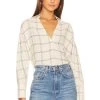 Vince Long Sleeve V Neck Blouse Pale Oat -Fashion Women's Clothing Store VINCE WS1077 V1