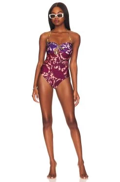 Zimmermann Tiggy Keyhole Tie Front One Piece Spliced
